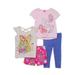 Disney Princess Toddler Girl T-shirts, Shorts & Leggings, 4 pc Outfit Set (2T-4T)