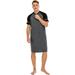 LELINTA Men's Big and Tall Sleepwear & Robes Sleep shirt Men's Crew Neck Nightshirts Short Sleeve Kaftan Nightwear Black/ Wine Red/ Grey/ Blue, Up Size To 3XL