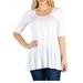 24seven Comfort Apparel Elbow Sleeve Swing Tunic Top For Women