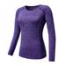 [Big Save!]Women Cozy Quick Dry Tops Compression Base Layer Athletic Long Sleeve T-Shirts Sports For Running Cycling Fitness Yoga Gym Purple L