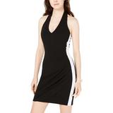 Almost Famous Womens Juniors Ruched Sleeveless Halter Dress