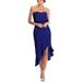 Xscape Womens Petites Faux Wrap Hi-Low Midi Dress