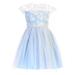 Sweet Kids Blue Embroidered Lace Crystal Tulle Easter Dress Big Girls
