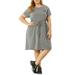 Women's Plus Short Sleeve Solid Casual Sport Drawstring Shift Dress