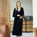 Saient Long Dressing Gown Gold Velvet Solid Color Long-Sleeved Night Dress Womens Robe Sleepwear