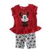 Disney Red Grey Minnie Mouse Short Sleeve Outfit Little Girls