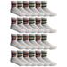 24 Pairs Of SOCKS'NBULK Men Wholesale Cotton Sport Athletic Mid Ankle Socks Bulk Case Pack Size 10-13 (White w/Stripes)