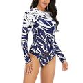 Mid-Ten 2PCS Swimsuit Swimwear for Women Ladies Girls Surfing Rash Guard Wetsuit Blue Printed Beachwear Tops With Swim Briefs Bottoms Monokini Swimming Costumes Bathing Suit Bikini Sets