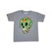 Inktastic Halloween Day of the Dead Green Sugar Skull with Flowers Teen Short Sleeve T-Shirt Unisex Athletic Heather L