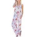 Summer Women Spaghetti Strap Jumpsuits Rompers Casual Floral Beach Loose Overalls Palysuits Long Jumpsuits Pants Trousers