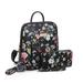 POPPY Women's Fashion Backpack Purse with Matching Wallet Faux Leather Floral Pattern Travel Rucksack Satchel School Shoulder Bag 2pcs Set