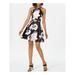 XSCAPE Womens Black Floral Sleeveless Halter Above The Knee Fit + Flare Party Dress Size 4