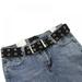 Double Grommet Belt for Women Men - Canvas Double Prong Buckle Vintage Punk Rock Jeans Belts