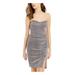 TEEZE ME Womens Silver Glitter Sleeveless Strapless Mini Sheath Cocktail Dress Size 0