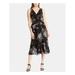 RALPH LAUREN Womens Black Floral Sleeveless V Neck Midi Sheath Formal Dress Size 18