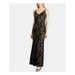 RALPH LAUREN Womens Black Lace Spaghetti Strap V Neck Maxi Shift Evening Dress Size 8