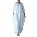 SweetCandy Women Autumn Casual Loose Dresses Plus Size Half Sleeve O Neck Ankle-Length Cotton Linen Loose Casual Dress