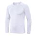 Men's Fitness Long-sleeved Stretch Tight Sports Running Training Suit T-shirt Top White XXL