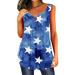 summer dresses womens tops Women Sexy Patriotic American Flag Printed Sleeveless Cropped Slip Tank Tops