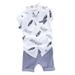 Zupora Toddler Baby Boys T-shirt & Shorts Clothes Set Summer Casual Short Sleeve Feather Pattern Button-Down Shirt+Rolled Shorts Outfit Set