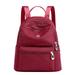 Aktudy Waterproof Nylon School Shoulder Bag Women Casual Zip Backpack (Dark Red)