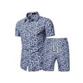 Avamo Men 2 Piece Outfit Short Sleeve Shirts and Shorts Summer Beach Set Lounge Activewear Casual Tracksuit Hawaiian Sweatsuit