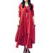 UKAP Womens Evening Party Plain Dress Ruffle Irregular Hem Swing Dress Ladies Pleated Button Down T Shirt Dress Solid Color Vintage Kaftan Oversize M-5XL