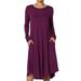 TheMogan Women's PLUS Long Sleeve Fit & Flare A-line Draped Jersey Midi Dress