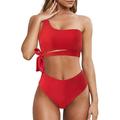 TANGNADE swimsuit women's body skirt swimsuit sexy shade swimwear Women Sexy One Shoulder Bikini Set Push Up Bathing Swimwear High waist Swimsuit