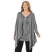 Woman Within Women's Plus Size Layered Look Long Top With Sequined Inset Shirt