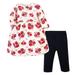 Hudson Baby Baby Girl Quilted Cotton Dress and Leggings, Red Rose, 0-3 Months