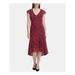 TOMMY HILFIGER Womens Red Floral V Neck Midi Hi-Lo Wear To Work Dress Size: 4