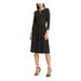 RALPH LAUREN Womens Black Embellished Zippered Geometric 3/4 Sleeve Keyhole Below The Knee Sheath Wear To Work Dress Size 6