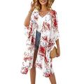 Women Boho Floral Beach Cover-Ups Kaftan Kimono Bathing Suit Beach Dress Ladies Kaftan Casual Baggy Beach Cover Up Tops