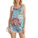 Sexy Dance Women's Crewneck Vest Top Floral Print Twist Knot Sleeveless Camisole Basic Tee Summer Floral Tank Tops Blouse With Sequin Pocket