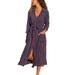 Sexy Dance Women Lapel V Neck Button Down Shirt Dresses Long Sleeve Casual Striped Print Loose Boho Maxi Dress Slit Split Sun Dress With Belt