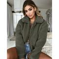 Women's Lady Faux Fur Coats Winter Solid Lapel Turn Down Collar Slim Zipper Short Cropped Jackets Warm Coat for Women