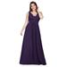 Ever-Pretty Womens Sexy Chiffon V Neck Long Maxi Evening Party Bridesmaid Dresses for Women 81102 Purple US4