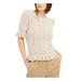 INC Womens Beige Ribbed Patterned Short Sleeve Jewel Neck Sweater Size XL