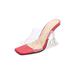 Snug Womens Heels Mules Slip Ons Square Open Toe Sandals Dress Backless Stiletto High Heel Slippers Slides