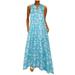Cotonie Women Plus Size Print Daily Casual Sleeveless Vintage Bohemian V Neck Maxi Dress