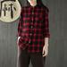 New Women Plaid Blouse Long Sleeves Turn-Down Collar Button Elegant Casual Shirt Top Red/Black
