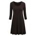 MBJ WDR930 Womens Round Neck 3/4 Sleeves Trapeze Dress With Pockets M Brown