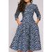 Junior Halter High Neck Slim Floral Printed Winter Dress