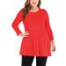 DODOING 3/4 Sleeve Loose Fit Swing Tunic Tops Basic T Shirt for Women