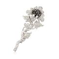 Ross-Simons C. 2000 Vintage Pre-Owned 1.80 ct. t.w. Black and White Diamond Floral Pin in 18kt White Gold