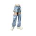 Women Stretch Tapered Pants High Waisted Rip Jeans Straight Fit Detachable Loose Club Classic Sweatpants