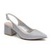 Mid Block Heel Dressy Glitter Sling Back Shoes, Silver - Size 37