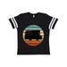 Inktastic Camping Vacation RV Camper Van Retro Sunset Tween Short Sleeve T-Shirt Unisex Football Black and White M