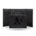 Oakland MLB Athletics A's Laser Engraved Black Trifold Wallet